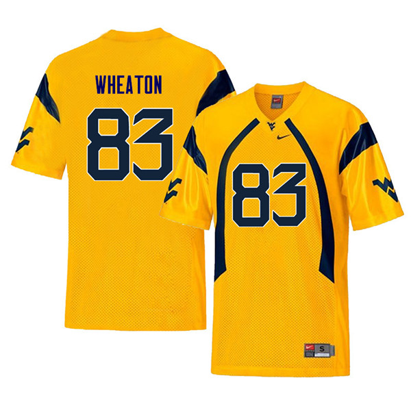 NCAA Men's Bryce Wheaton West Virginia Mountaineers Yellow #83 Nike Stitched Football College Throwback Authentic Jersey ZX23U58BL